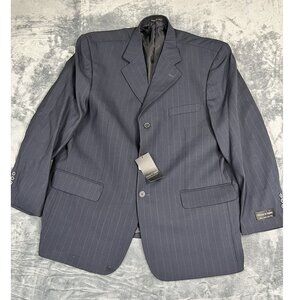 Vittorio St. Angelo Mens Navy Pinstripe Two-Piece Suit Blazer 48 & Pants 42 NWT
